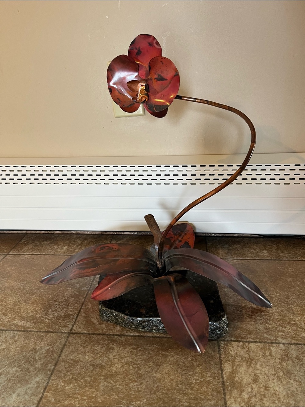 Handmade Orchid Sculpture on granite base